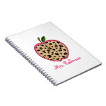 Leopard Print Apple Spiral Notebook For Teachers