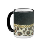 leopard print coffee cup with gold trim coffee mugs
