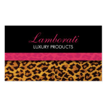 Leopard Print Fashion Designer Elegant Modern Pink Business Card Template