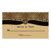 Leopard Print FAUX Ribbon Jewel Place Cards Business Cards