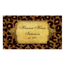 Leopard Print Gold Leopard Heads Business Card Templates