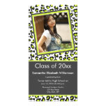 Leopard Print Graduation Photo Announcement (lime) Customized Photo Card