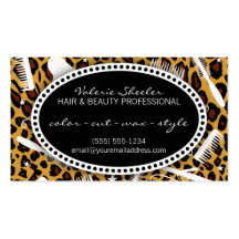 Leopard Print Hair & Beauty Appointment Business Card Templates
