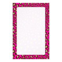 Leopard Print/hot pink/Add background colour!! Custom Stationery