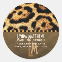 Leopard Print Monogram Address Labels Stickers