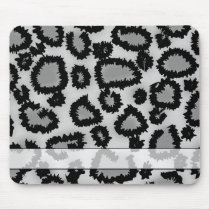 Leopard Print Pattern, Black and Grey. Mousepad