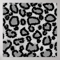 Leopard Print Pattern, Black and Grey.