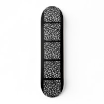 Leopard Print Pattern, Black and Grey. Skateboard