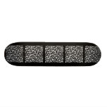 Leopard Print Pattern, Black and Grey. Skateboard