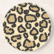 Leopard Print Pattern, Brown and Black. Drink Coasters