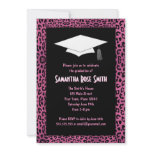 Leopard Print Pink Custom Photo Graduation 5x7 Custom Invite