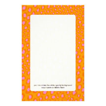 Leopard Print Pink + Orange/Add background colour! Customised Stationery