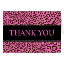 Leopard Print/pink/Thank You/custom backgroud Greeting Cards