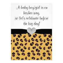 Leopard Print Rhinestone Baby Shower Invitation