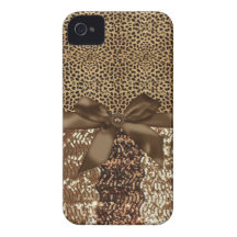 Leopard print,Sequin,Ribbon,Bow Iphone Barely Case iPhone 4 Case-Mate Case