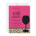 leopard print wine birthday invitations