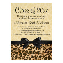 Leopard Print with Bow Graduation/Party Invitation
