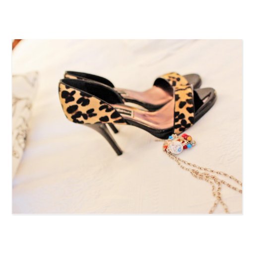 leopard skin shoes postcard