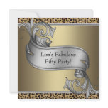 Leopard Womans Gold 50th Birthday Party Personalised Invitations