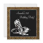 Leopard Zebra High Heels Womans 21st invitations