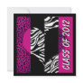 Leopard Zebra Print Hot Pink Graduation Party Personalized Invitation