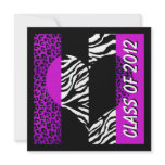 Leopard Zebra Print Purple Graduation Party Invite