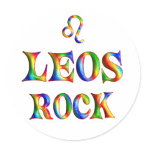 Leos Rock Round Sticker