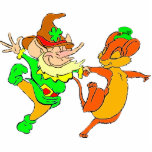 Leprechaun dancing with mouse photo sculptures