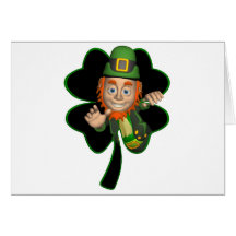 Leprechaun Waving Cards