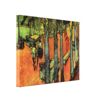 Les Alyscamps Falling Autumn Leaves by van Gogh Stretched Canvas Print