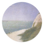 Les Bas Butin, Beach at Honfleur by Seurat Round Stickers