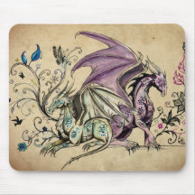Les dragons fleuris - tapis de souris