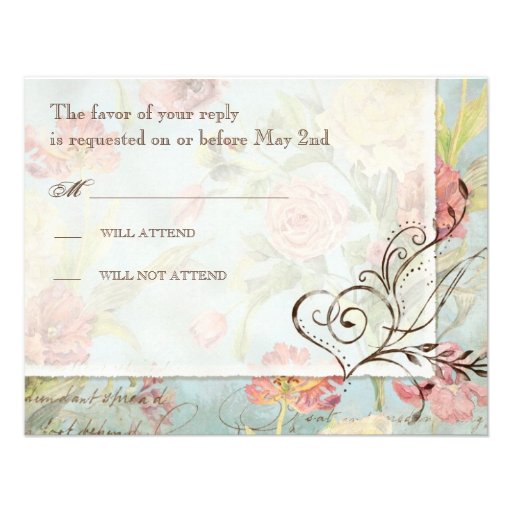 Les Fleurs Peony Rose Tulip Floral Flowers Wedding Custom Invitation