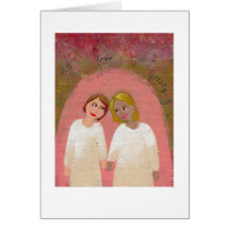Lesbian gay wedding folk art - Legally Wed Greeting Cards