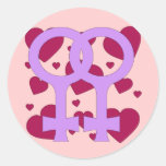 Lesbian Marriage Hearts Round Sticker