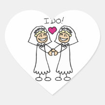 Lesbian Wedding Bridal Heart Stickers
