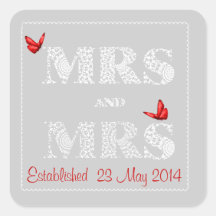 Lesbian Wedding Personalized Lacy Patterned Text Stickers
