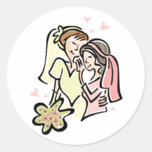 Lesbian Wedding Round Sticker