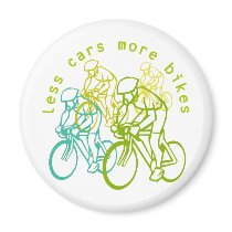 Less cars more bikes fridge magnet
