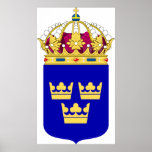 Lesser Coat of Arms Sweden Official Symbol Logo posters