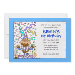 Let 'Em Eat Cake - 1st Birthday for Baby Boy invitations