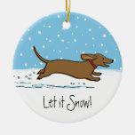 Let it Snow Dachshund - Happy Winter Wiener Dog Ornament