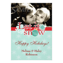 Let It Snow Holiday Photo Template Personalised Invitation