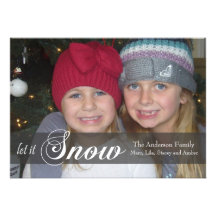 Let It Snow Ribbon Photo Card -black Personalised Invitation