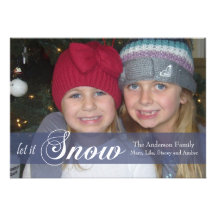 Let It Snow Ribbon Photo Card -blue Personalized Invite