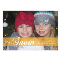 Let It Snow Ribbon Photo Card -orange Personalized Announcement