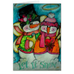 Let It Snow - Snowman Angels Greeting Card