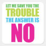 Let Me Save You the Trouble, the Answer Is No Square Sticker
