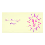 *Let The Sunshine* Pink Sun Face Design Custom Photo Card