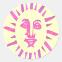 *Let The Sunshine* Pink Sun Face Design Sticker